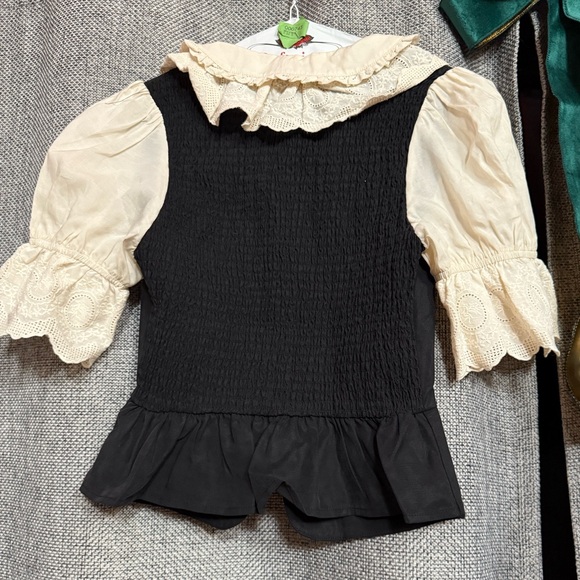 Lively Ghost NWT The "Ravenshade" Ruffle Blouse Ivory Black Gothic Cottage Witch - Picture 6 of 7